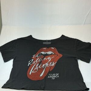 Vintage Rolling Stones Graphic Women's Black Crop Top XL 0631